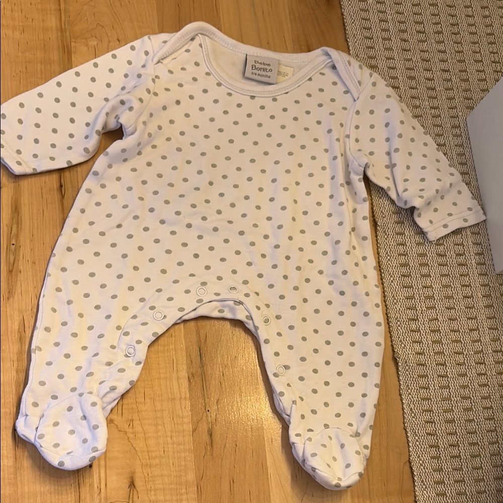 3 for $10 - Baby Polka Dot Footie in White and Gray